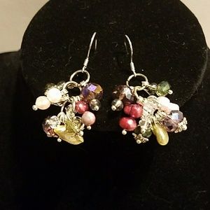 New Swarovski crystals, freshwater pearl earrings